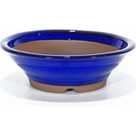 Vaso bonsai smaltato tondo 19 cm Blu (1/2)