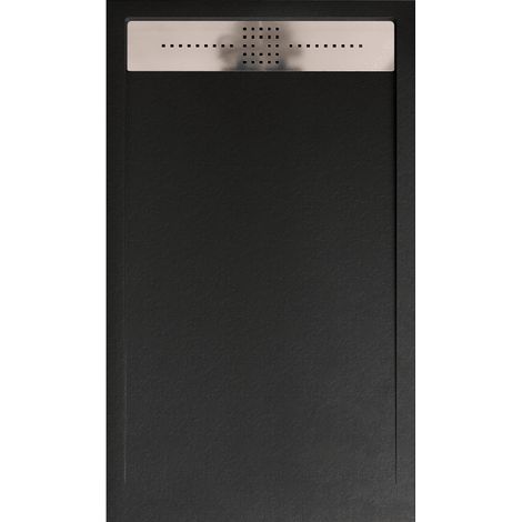 Plato de ducha resina ORION negro  80x120 cm rejilla acero inox.