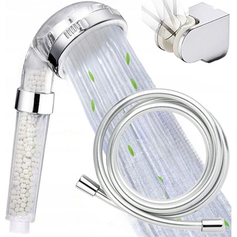 Conjunto de ducha: teleducha + manguera + soporte ajustable, turmalina cromada (1/5)