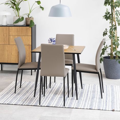 Lot de 4 chaises 43,5x53x92 cm en PU taupe - DEMY