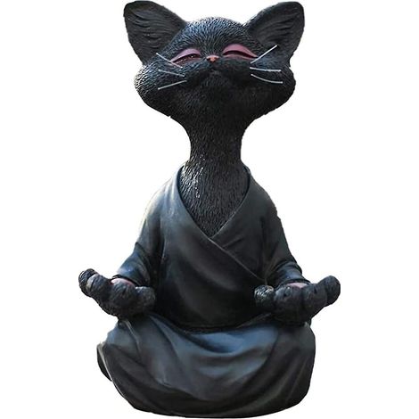 Sculpture de chat heureux pour la décoration de la maison et du jardin, idéale pour la méditation et le yoga (1/5)
