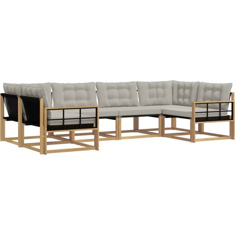 Set di divani da esterno 6 pz 6-Posti Bianco e Grigio Chiaro vidaXL (1/5)