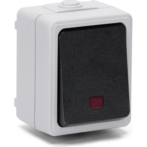 Interrupteur de sonnette à montage en surface grise au design compact, idéal pour les installations électriques dans les maisons et les bureaux