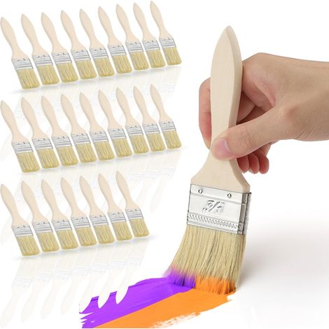 Lot de 25 Pinceaux Peinture 35mm Pinceau Plat avec Manche en Bois pour Peinture Murale Ecailles Silicone Gesso Teintures Vernis Colles Bricolage (1/5)