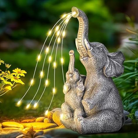 Statues solaires de Jardin en Forme d'éléphant pour extérieur, Cour, décoration de Jardin, Cadeaux Uniques pour Maman, pour Femme, décoration d'éléphant pour terrasse