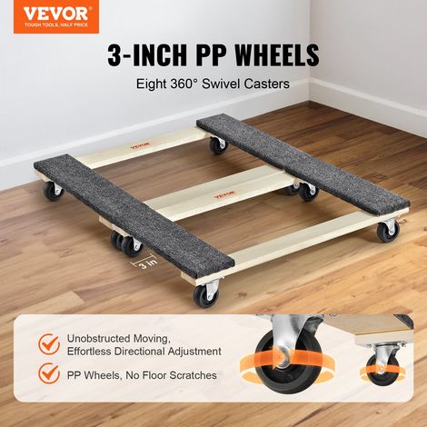 Chariot de Déménagement 2PCS Déplace Meubles en Bois Capacité de Charge 454 kg Chacun 762x457,2x130 mm avec 4 Roues Pivotantes en P… (1/5)