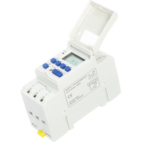 Interrupteur horaire programmable numérique LCD THC15A 16A, relais électronique hebdomadaire 7 jours 16 marche/arrêt, minuterie AC 220V montage rail DIN (1/5)