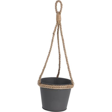 Support suspendu en fer avec corde jute, design rustique et simple, idéal (1/5)