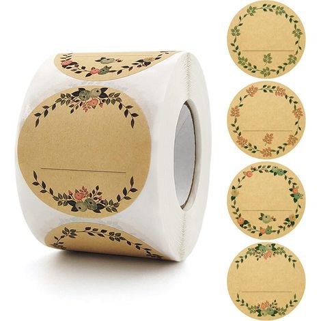 500 Pieces Adhesive Labels, 5cm Jam Jar Stickers, Can Be Used For Kitchen Labels, Spice Labels, Baking, Gift Bag Decoration (1/5)