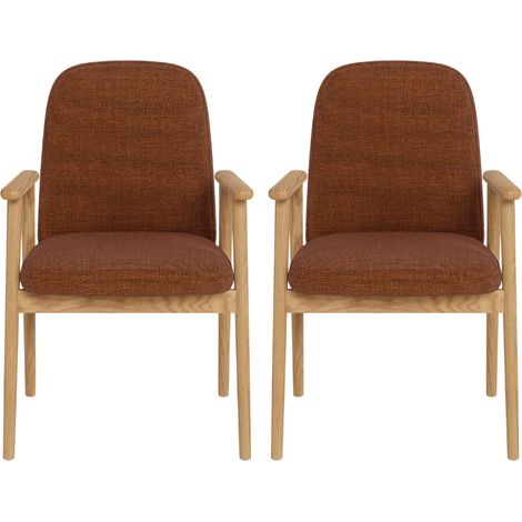 Chaises scandinaves en tissu terracotta et chêne (lot de 2) - ALVINA