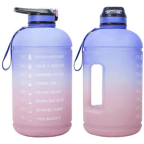 Gourde de 3,8 L avec paille et indicateur de temps, bidon d'eau de sport de 3,8 L avec couvercle à clapet, grandes bouteilles d'eau (1/5)