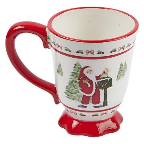 Tazza decorativa in ceramica con sfera decorazione natalizia h 10 cm (1/2)