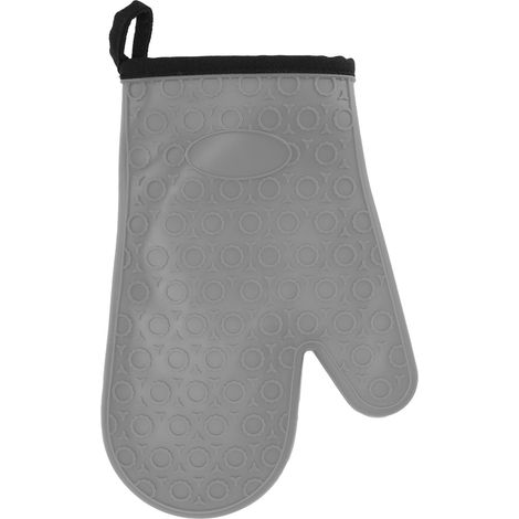 Gant de cuisine en silicone résistant à la chaleur, imperméable et antidérapant avec doublure en coton gris (1/5)