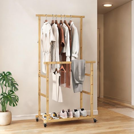 Porte-manteau naturholz en bambus 80 x 40 x 160 cm (1/5)