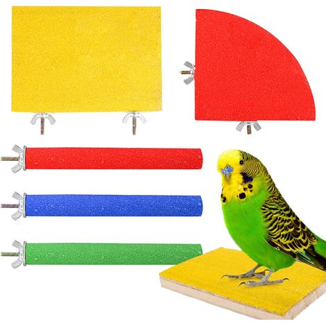 5 Pack Bird Perches, Natural Wood Bird Perch Stand Platform Paw Grinding Stick Set for Small Parakeets, Cockatiels, Budgies, Conures (1/5)
