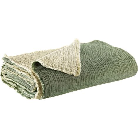 Grand jeté de lit et de canapé couverture de décoration coloris épicéa 260 x 260 cm - PANGIVO (1/5)