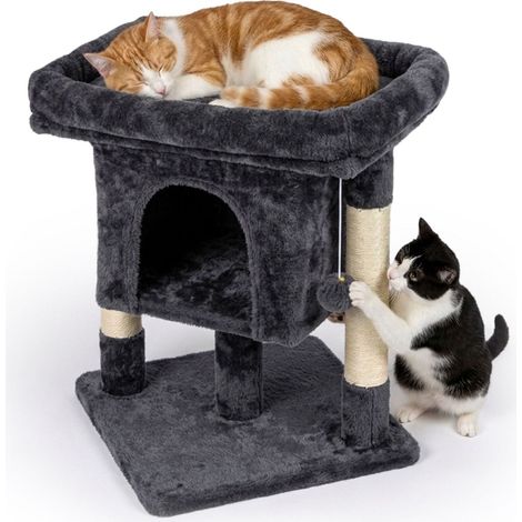 Tiragraffi con cuccia e piattaforma, grigio scuro, alto 60 cm. (1/5)