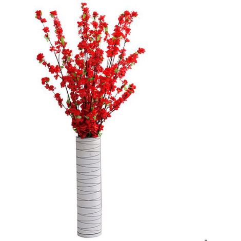 1 Bouquet fleurs pêcher artificielles, 125 cm, soie réaliste, tige fil de fer flexible, décoration intérieur extérieur (1/5)