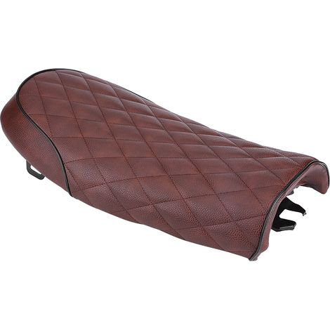 Selle moto vintage en cuir PU marron, coussin plat café racer pour Honda CG125 GN CG (1/5)