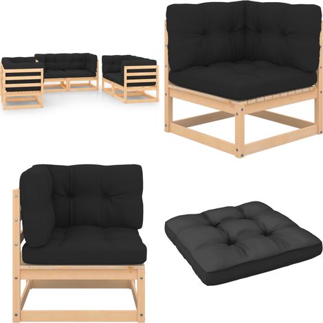 6-tlg. Garten-Lounge-Set mit Kissen Massivholz Kiefer - Gartensofa - Lounge Möbel - Gartenmöbel Set - Rattan Sofa - Outdoor Furniture - Home & Living (1/5)
