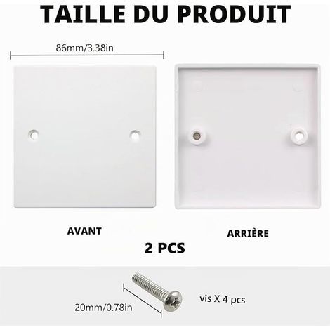 plaques d'obturation pour prise de courant, Plaque Frontale pour Prises électriques interrupteurs non utilisés, Plaque vierge simple Blanc avec vis (86 mm x 86 mm) (1/4)