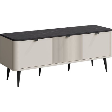 Meuble TV Lufela 113, Cachemire + Marbre gris, Le nombre de portes: 3, Nombre de tiroirs: 0, 130x52x40cm (1/3)