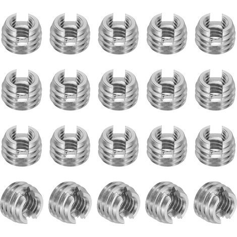 Insert Fileté Auto-Taraudeurs, 20 Pcs M6 x M10 x 7mm Acier Inoxydable 303 Filetage Adaptateur Réducteur Vis à Fente Inserts de Réparation Écrous Manchon (1/5)
