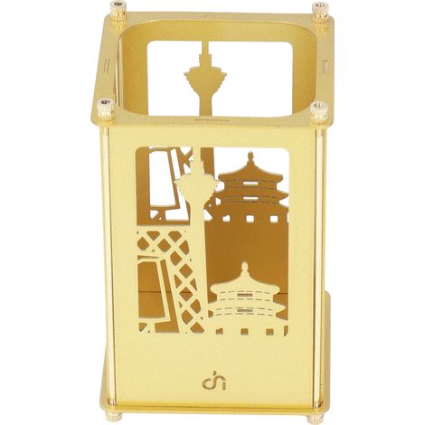 Porte-stylo en métal plaqué or, montage facile, grande ouverture cylindrique, multifonctionnel, contenant pour stylos, Tours jumelles de Chongqing