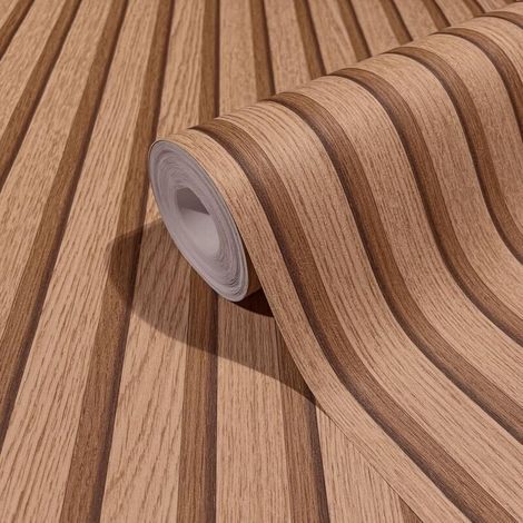 APEX Papier peint : Papier peint classique à rayures intissé, convient au salon et à la chambre, 10,05 x 0,45 mètres, gris-brun. (1/3)