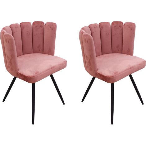 Lot de 2 Chaises - HOME DECO FACTORY - Ariel - Velours - Rose et Noir (1/10)
