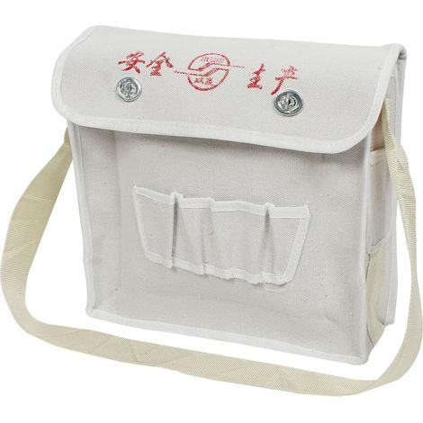 2'' Breiter Schultergurt Drehen Sie Verschlussverschluss 2 Taschen Weiß Elektriker Werkzeugtasche (1/3)