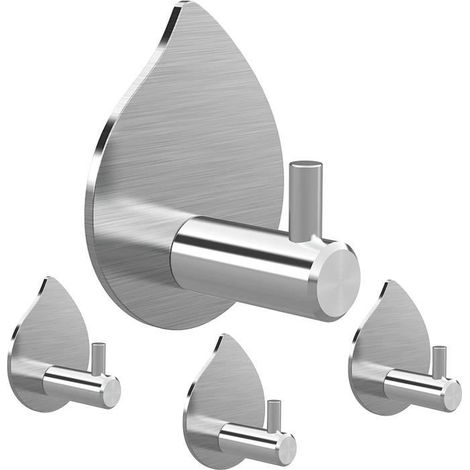 Patère - Inox - 4 Pcs - Autocollants - Résistant - Design Contemporain (1/4)