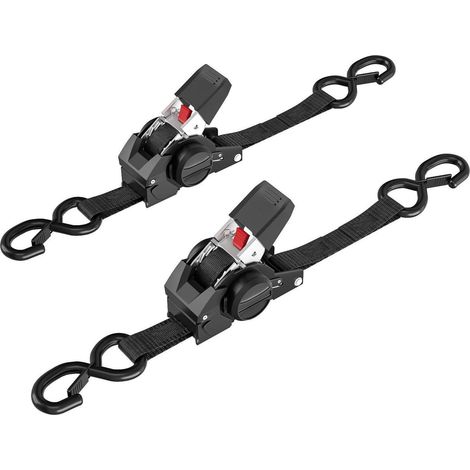 Einziehbare Ratschengurte 2,5cm x 3m mit S-Haken, 2 Stück (1/5)