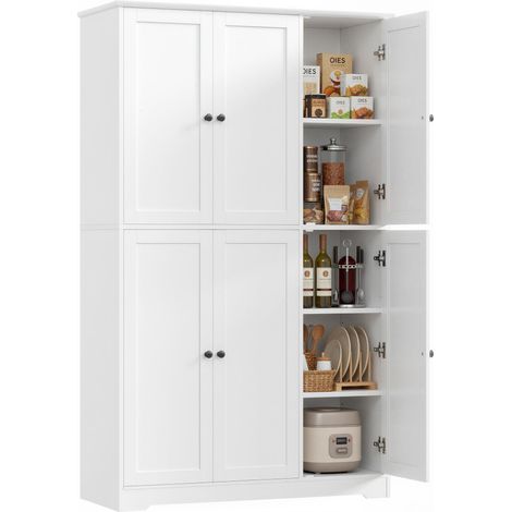 Armoire de Rangement avec 6 Portes Meuble Cuisine Rangement Blanc (1/5)