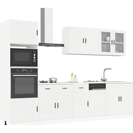 Vidaxl – Ensemble de 7 meubles de cuisine Porto en bois d'ingénierie blanc – Dimensions optimisées 80x46x81,5 cm – Surface lisse résistante à l'humidité – Pieds réglables (1/6)
