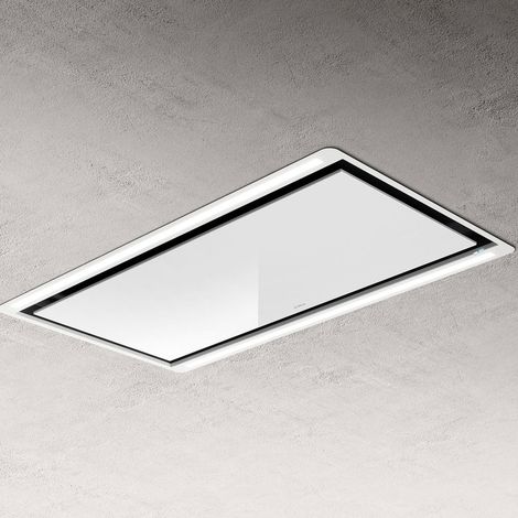 Elica – Hotte plafond 100 cm – Débit d'air max 770 m³/h – Niveau sonore max 53 dB – Classe énergétique A – Finition verre blanc