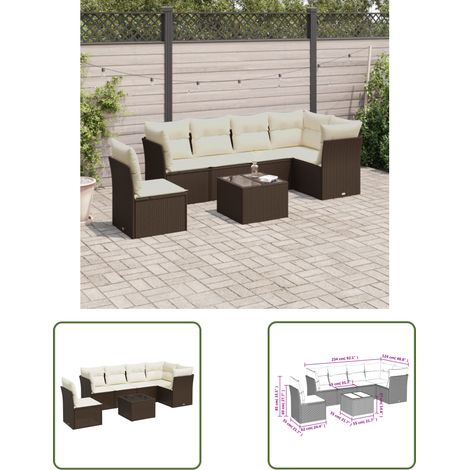 The Living Store 7-tlg. Garten-Sofagarnitur mit Kissen Schwarz Poly Rattan - Gartengestelle - Gartenmöbelset - Rattan Möbel - Gartenlounge - Esstisch Set (1/3)