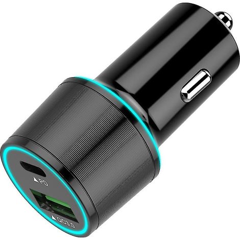 Chargeur de voiture USB double Type-C PD QC 3.0 à double port charge rapide pour voiture (1/5)