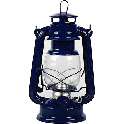 Ornement de lampe à pétrole en fer forgé de style rétro, bleu foncé, convenant à une chambre ou une table de chevet (1/5)