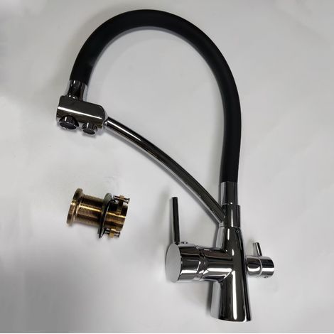 Russian export-grade all-copper three-in-one hot and cold cooktop, kitchen faucet, universal rotating sink -- electroplated D-type goddess water purifier