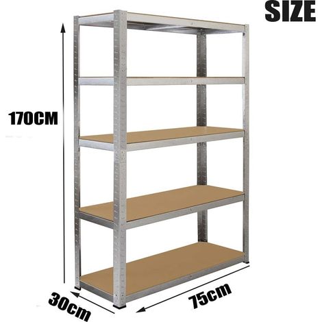 Étagère de rangement sous - sol étagères d'atelier étagères galvanisées jusqu'à 875kg, dimensions 170x75x30cm, sous - sol, garage (1/5)
