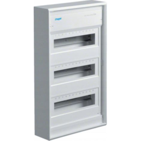 Tableau de distribution en saillie, 3 rangées, boîtier électrique blanc 36 modules Hager Volta 3x12 VA36BN (1/3)