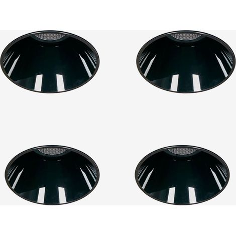 SKLUM Pack mit 4 rahmenlosen, runden, eingelassenen LED-Downlights Ø6,8 cm aus Aluminium Luisiana Schwarz (1/5)