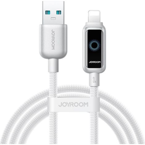 Cable de datos Joyroom USB-A a Lightning de carga rápida 3A, 1,2 m - Blanco