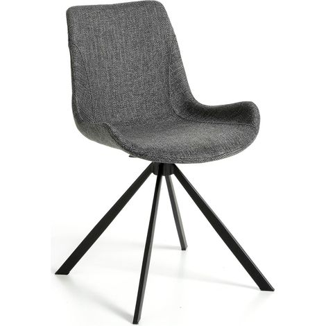 Chaise rembourrée en tissu structure acier peint - Gris noir (1/5)