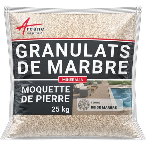 Granulats moquette de pierre marbre - Drainant & haute résistance - 25 kg (jusqu'à 1,5 m²) Beige Marbre - ARCANE INDUSTRIES
