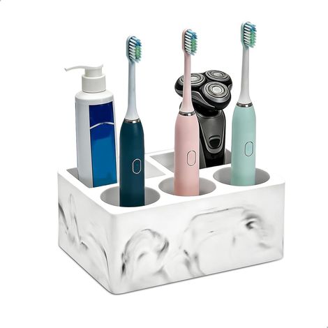 Electric Toothbrush Holder with 5 Compartments, Bathroom Organizer, Quick Absorption and Instant Dry, Anti-Moisture and Anti-Mould (1/5)