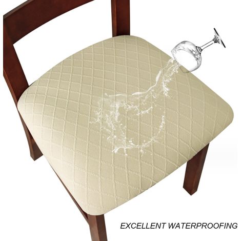 Lot de 4 housses de tabouret imperméables à motif diamant - 45 x 50 x 9 cm - Beige (1/5)
