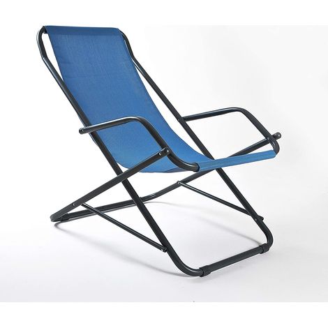 Sdraio per casa e giardino Made in Italy in acciaio sdraio dondolina color blu melange sdraio relax pieghevole per campeggio e mare