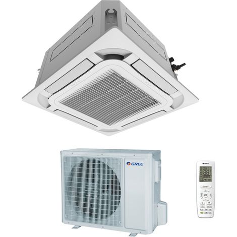Gree 8-Wege-Kassetten-Klimagerät 12000 Btu GUD35T/A-T R-32 Wi-Fi Optional mit Fernbedienung und Panel im Lieferumfang enthalten - Neu